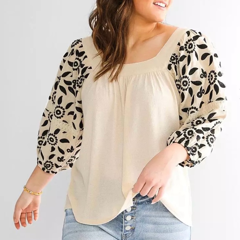 Gimmicks Embroidered Square Neck Top